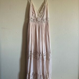 Elegant Cream Lace Maxi Dress